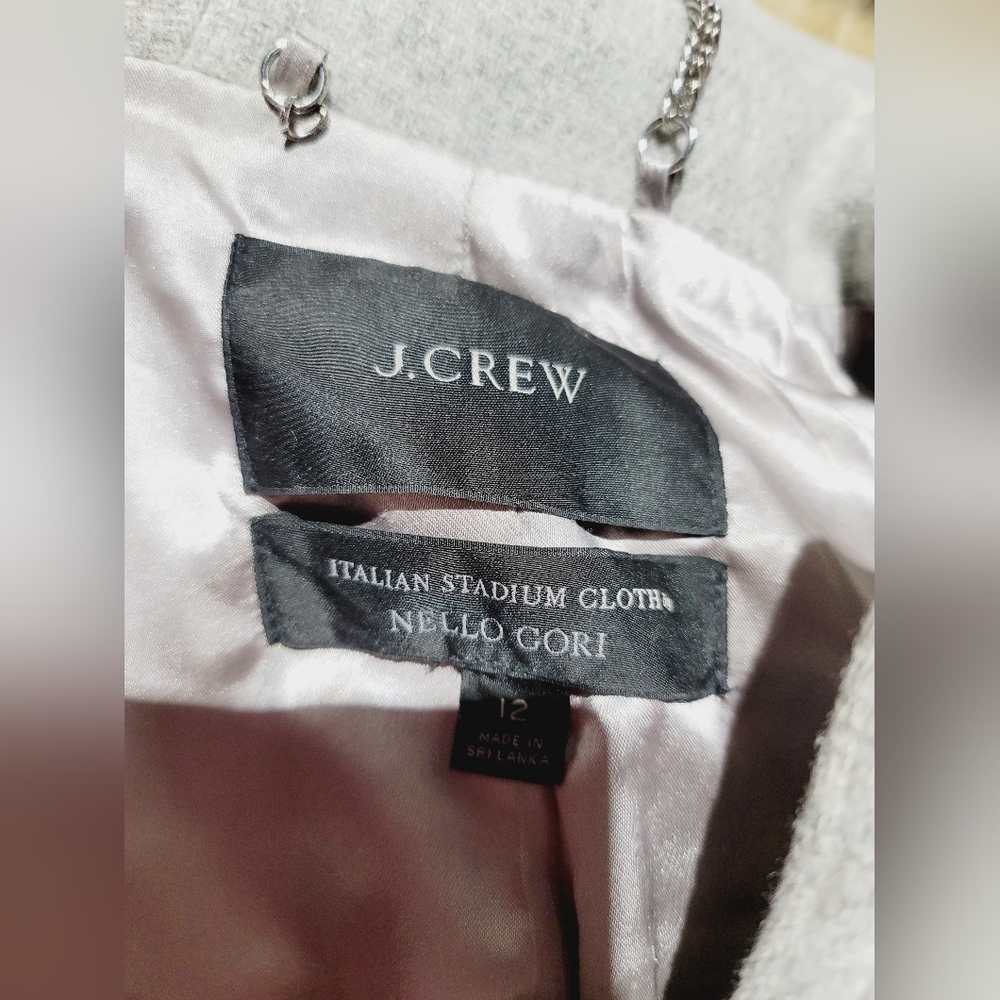 J Crew Gray Italian Cloth NELLO GORI Wool Coat, Size 12 - Picture 6 of 7